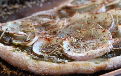 Vegans eat better pizza (with my basic dough and pesto potato pizza recipes)