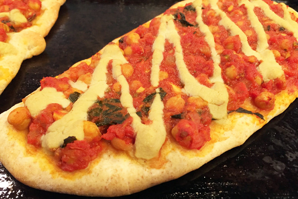 One week of vegan family dinners on the Vegan Family Meal Plan - chana masala pizzas